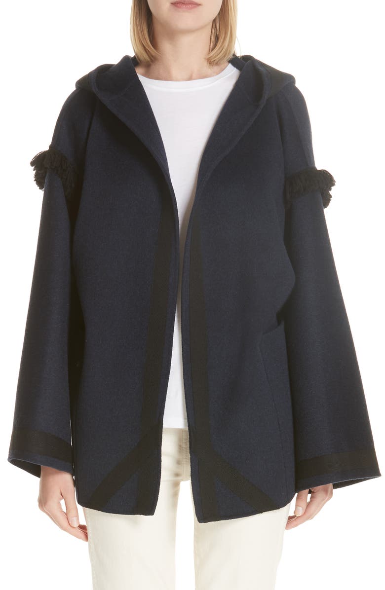 Sofie D'Hoore Cyrene Fringe Double Face Wool & Cashmere Coat, Main, color, 