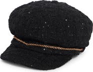 Vince Camuto Bouclé Newsboy Cap with Small Chain