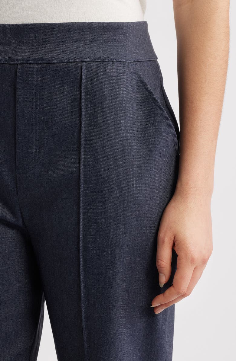 Hue Pintuck Wide Leg Pull-On Pants, Alternate, color, Indigo