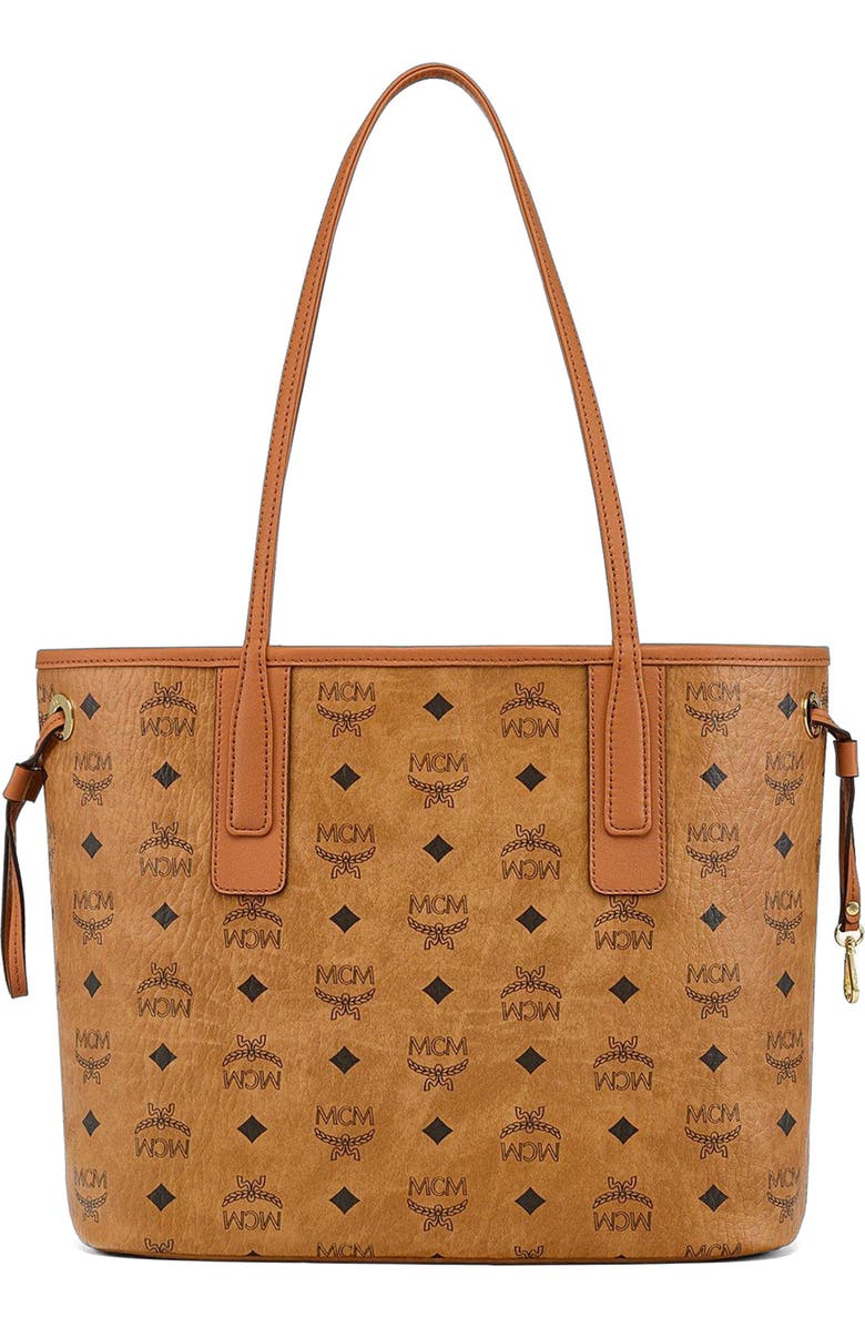 MCM Small Reversible Liz Shopper in Visetos, Alternate, color, Cognac