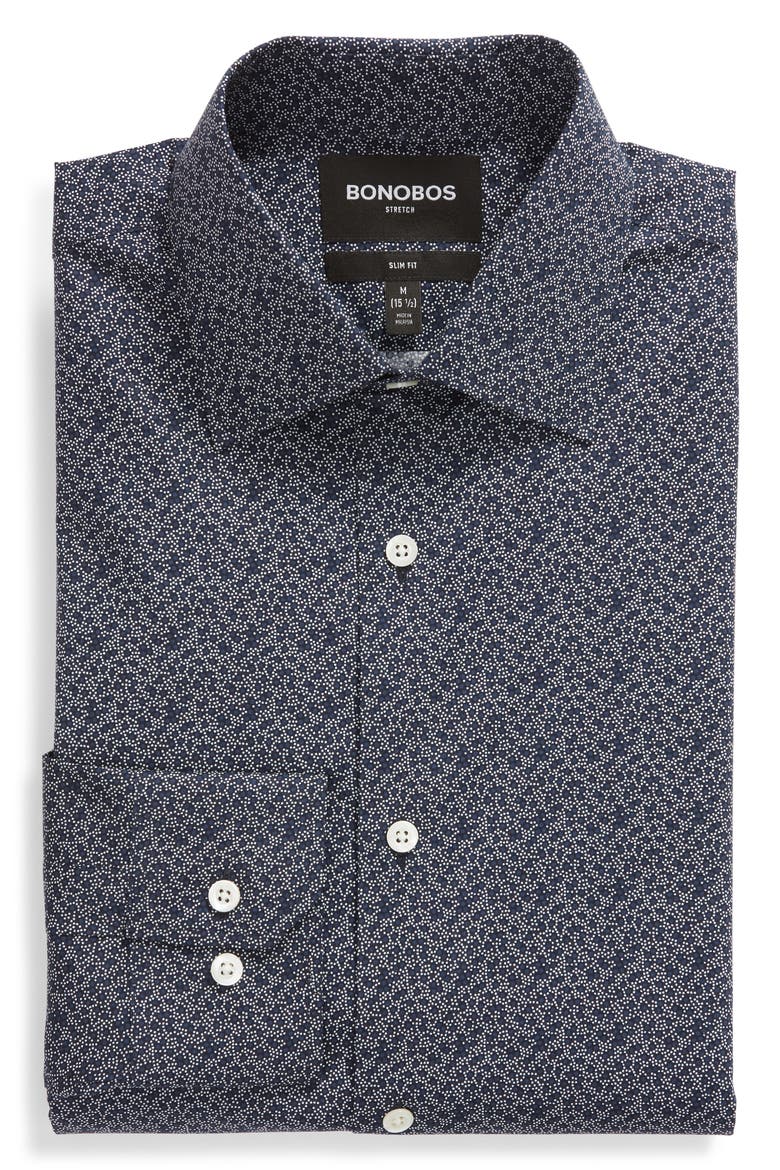 Slim Fit Stretch Dress Shirt, Alternate, color, CONFETTI BURST RAINSTORM