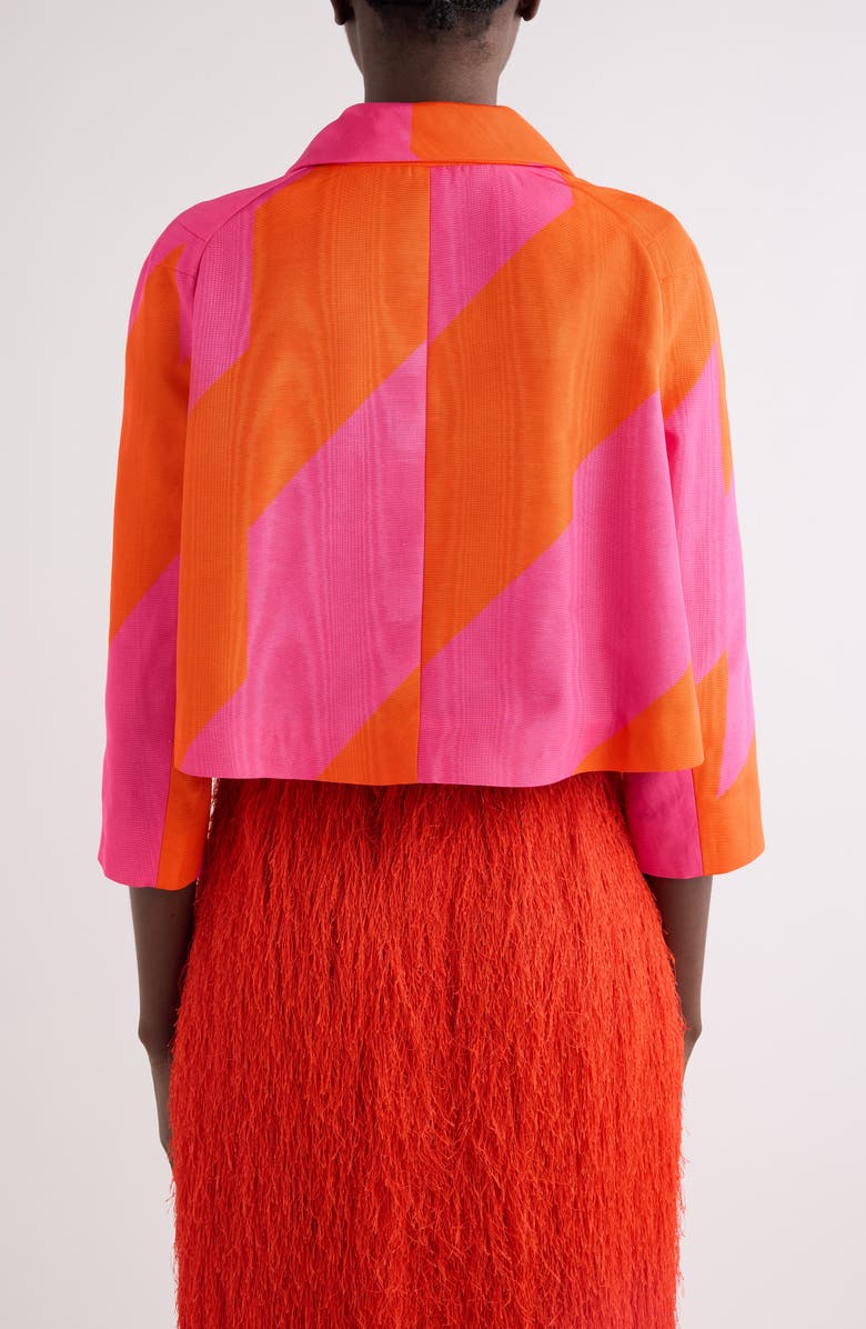 Dries Van Noten Vipa Broken Stripe Crop Moiré Jacket, Alternate, color, Fuchsia