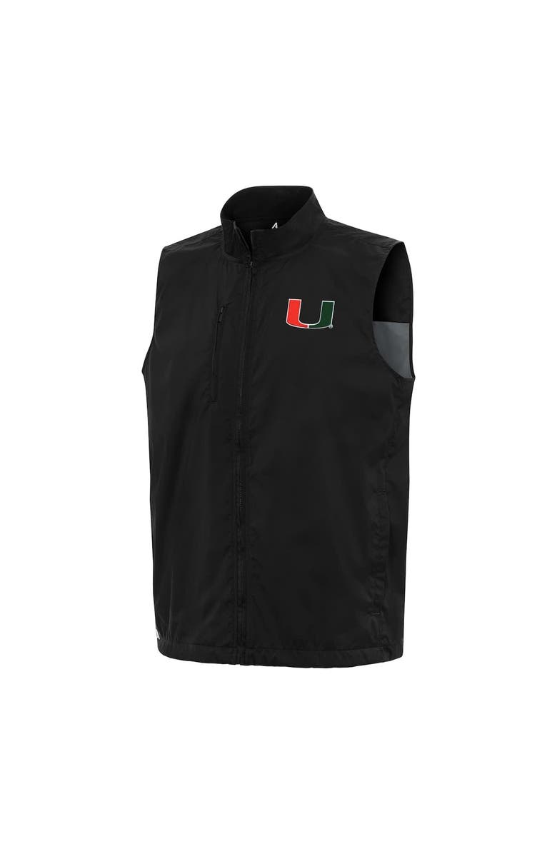 ANTIGUA Men's Antigua Black Miami Hurricanes Brisk Full-Zip Vest, Alternate, color, Black