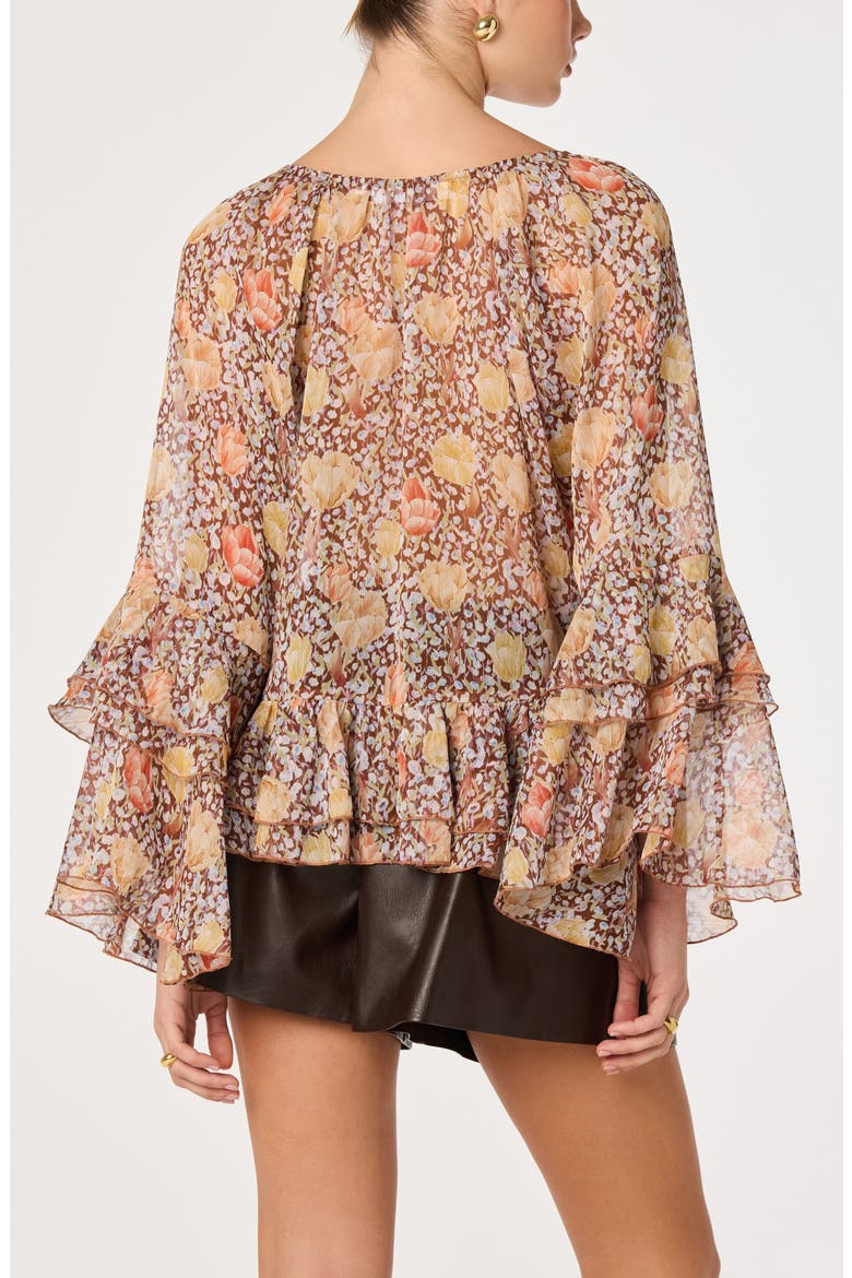 Margaery Floral Ruffled Top, Alternate, color, BROWN FLORAL