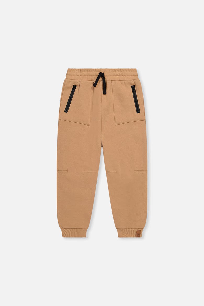 Fleece Drawstring Waist Zippered Pocket Sweatpants, Main, color, Brown Tannin