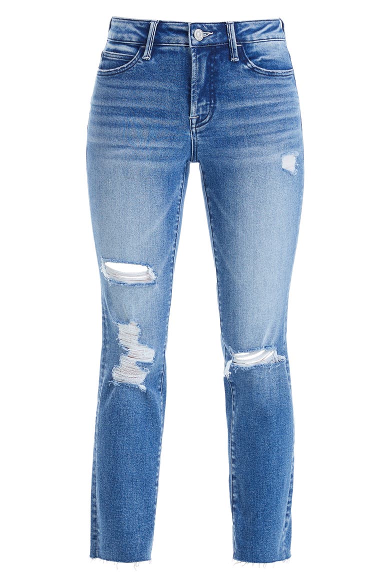 Raw Hem Ripped Straight Leg Jeans, Alternate, color, AMY BLUE