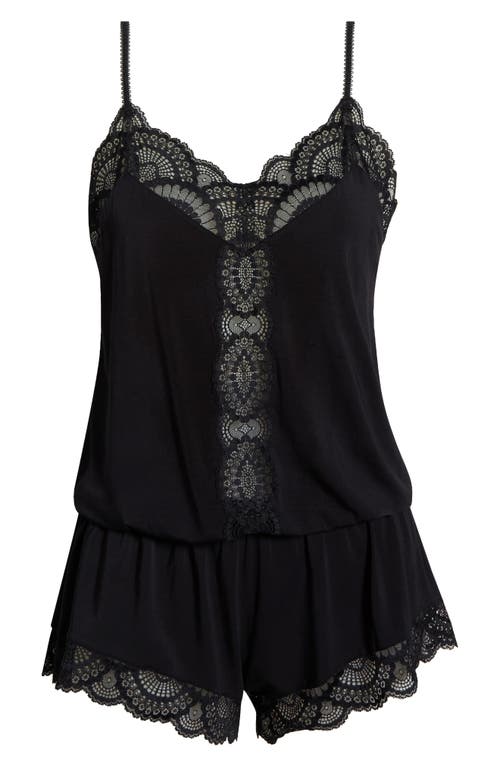 Eberjey Marry Me Dreamer Jersey Knit Teddy Romper In Black