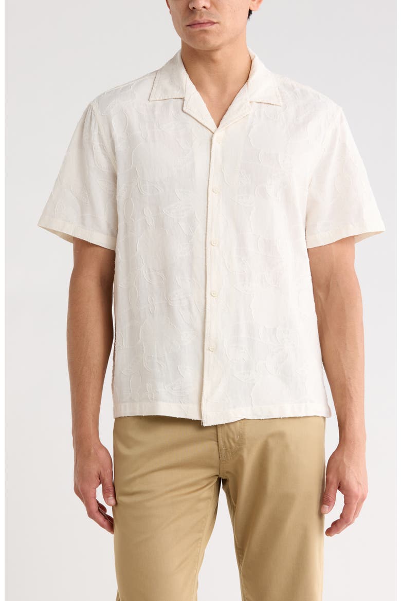 Textured Camp Floral Shirt, Main, color, OFF WHITE
