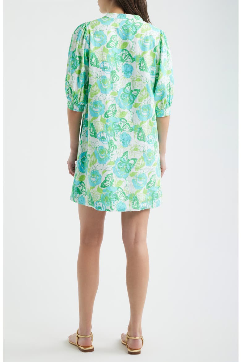 Mialeigh Floral Print Linen Shift Dress, Alternate, color, RESORT WHITE MONARCH ROSE