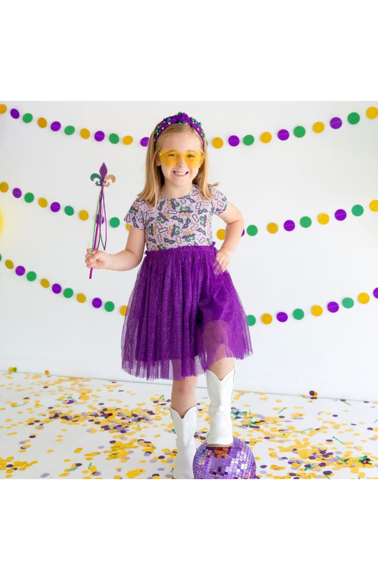 Sweet Wink Mardi Gras Short Sleeve Tutu Dress, Alternate, color, 