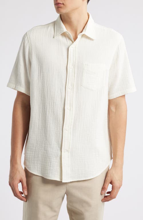 Treasure & Bond Duo Short Sleveve Gauze Button-up Shirt In Ivory Egret