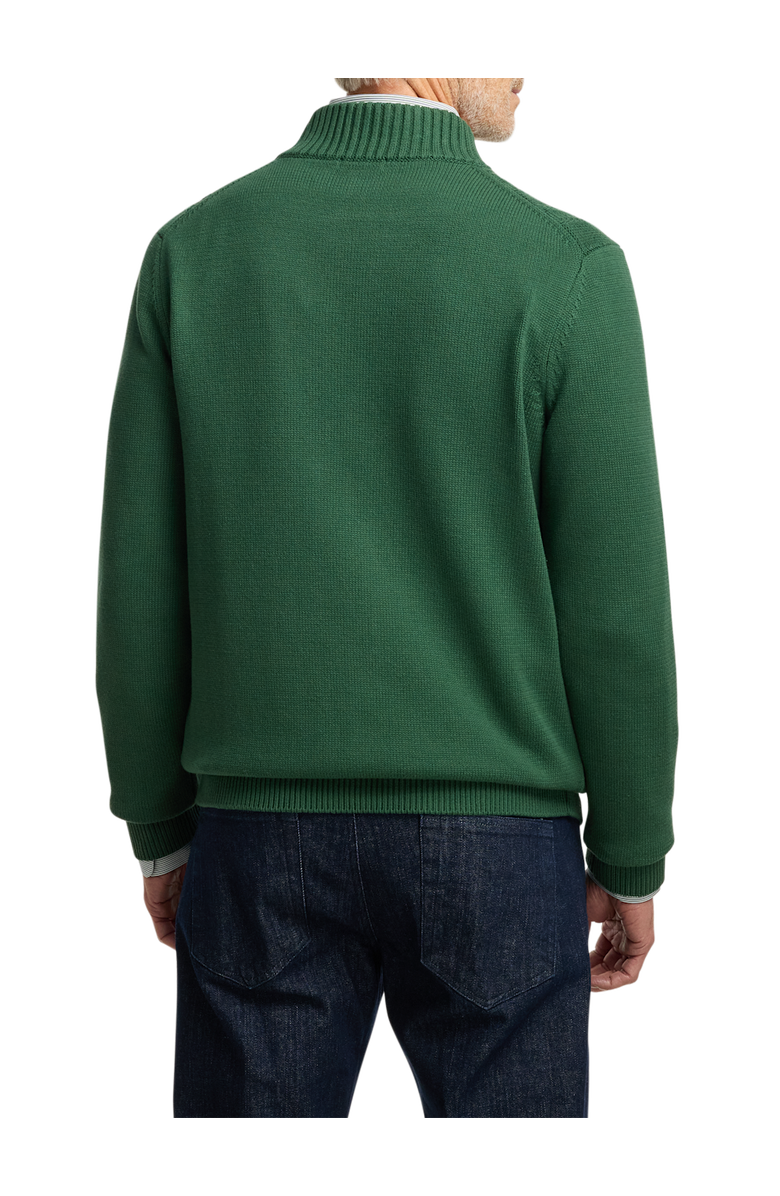 Paul Fredrick Cotton Cable Full Zip Mock Neck Sweater, Alternate, color, Green