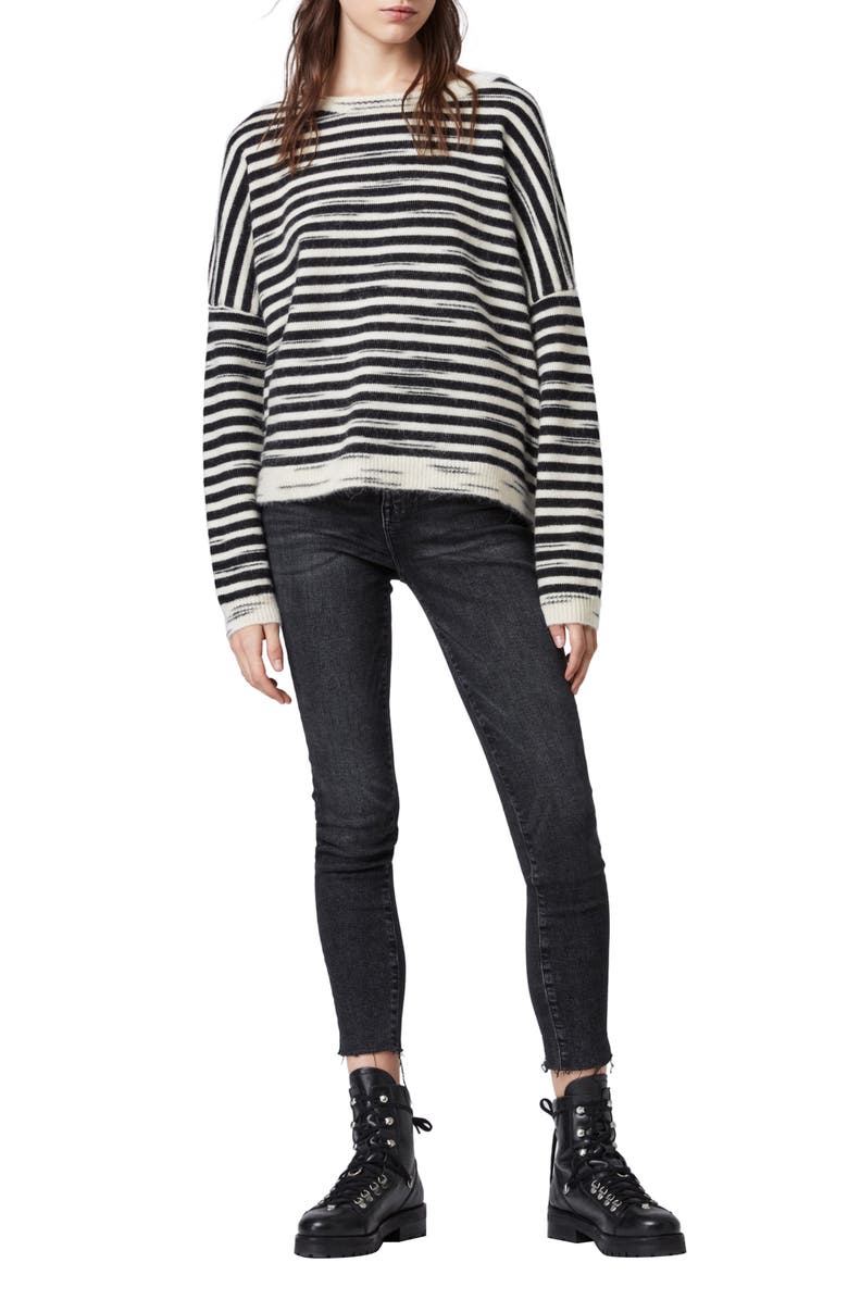 AllSaints Bretta Stripe Oversize Sweater, Alternate, color, 