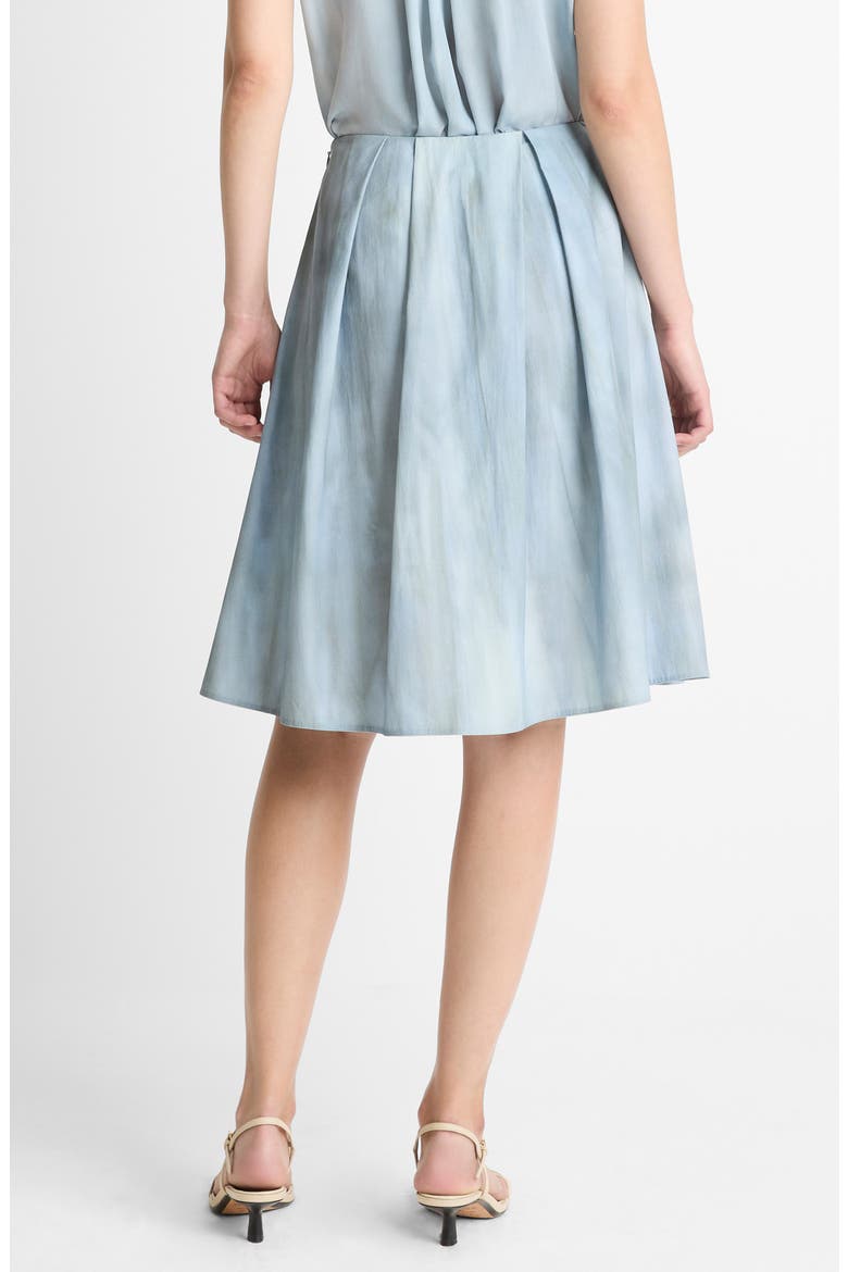 Pleated Cotton Skirt, Alternate, color, AZURA WASH