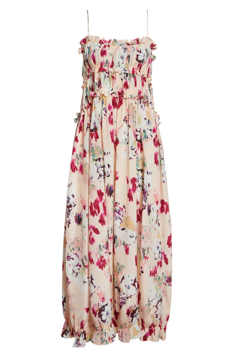 Ulla Johnson Clove Floral Tiered Silk Chiffon Dress, Alternate, color, Summer Garden
