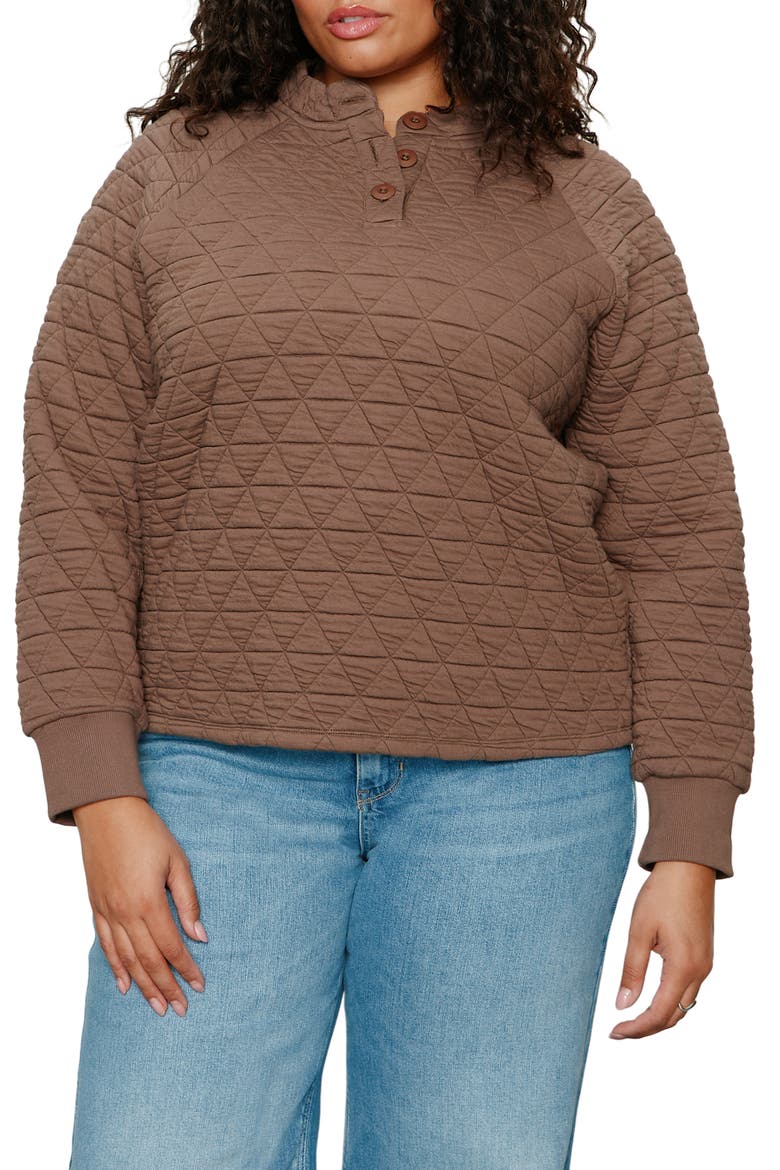 Quilted Popover Top, Main, color, MOREL BROWN