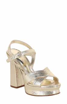 FERRAGAMO Sonya Metallic Leather Platform Sandal