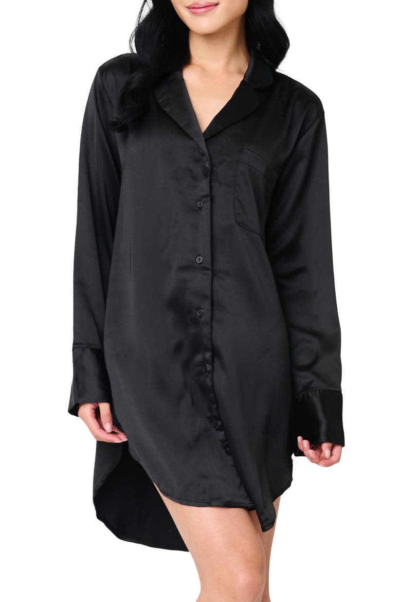 Luxe Lounge Pajama Shirt, Main, color, BLACK