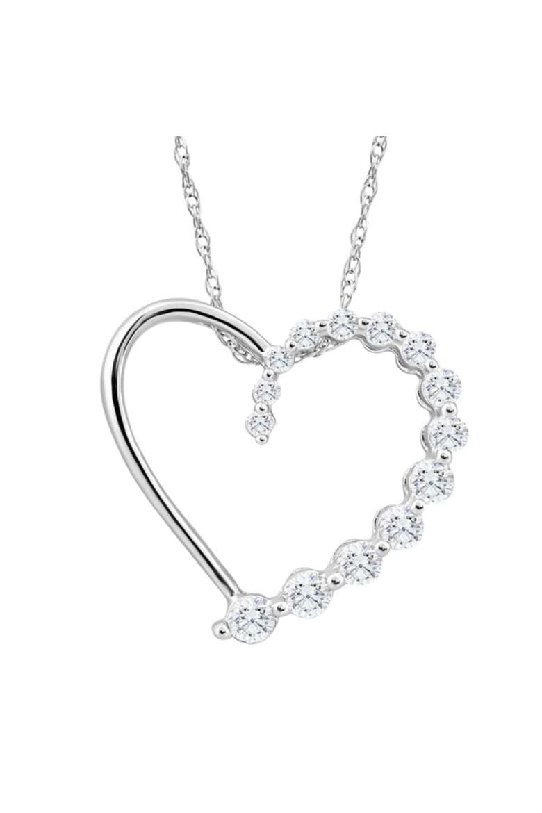 10K Gold 1/3Ct TW Graduated Diamond Heart Pendant Necklace, Main, color, 10k White Gold