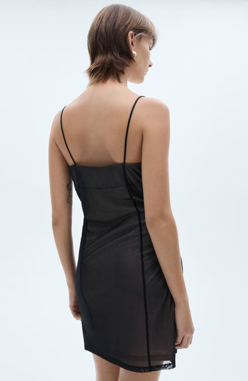 Mango Mesh Lingerie Minidress In Black
