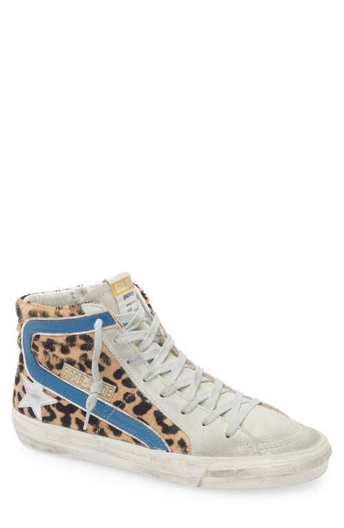 Golden Goose Slide Leather & Suede High-top Sneaker In Leopard/ice/ocean