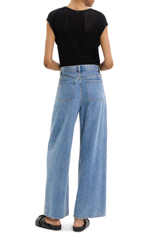 Theory High Waisted Wide Leg Jeans In Ice Blue Cotton-blend In Blue