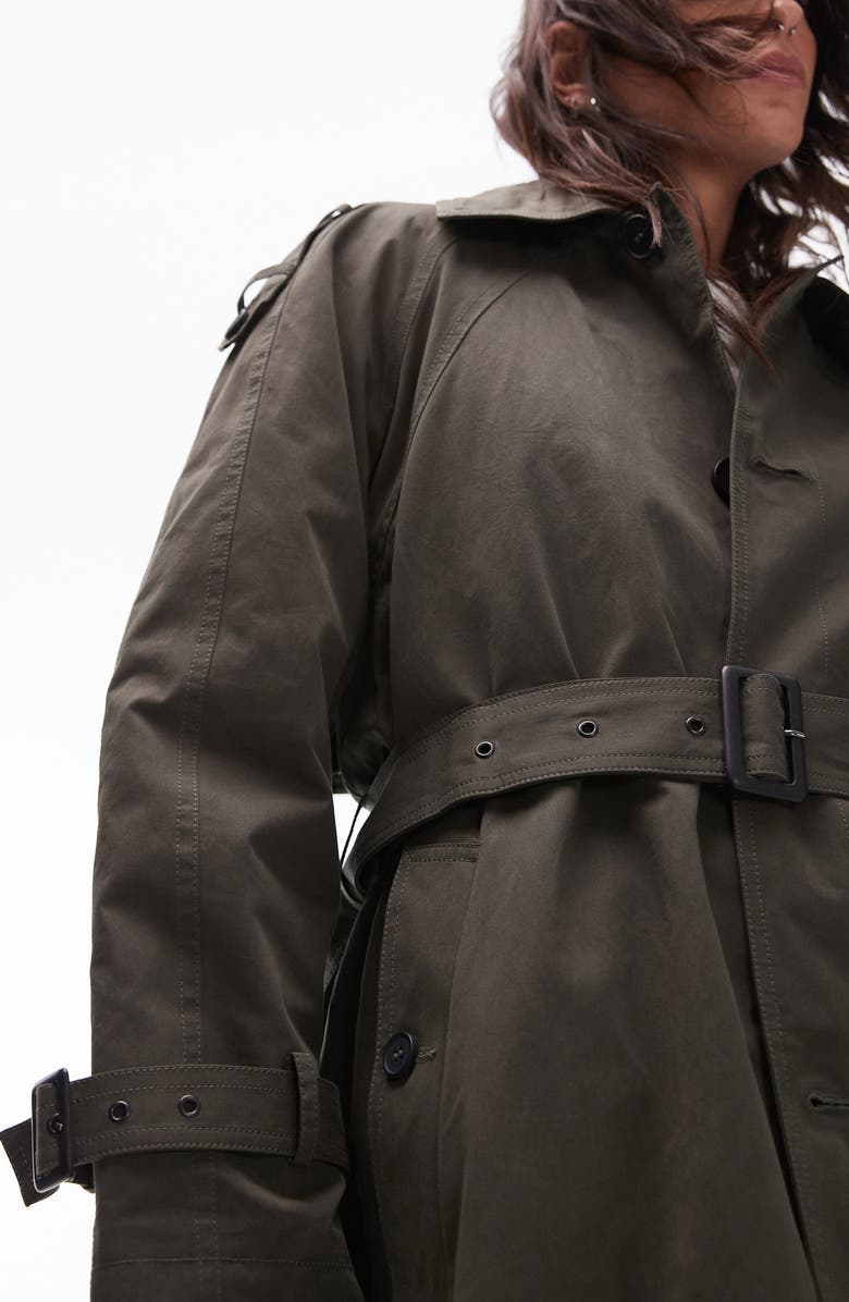 Topshop Cotton Trench Coat with Removable Quilted Lining, Alternate, color, 