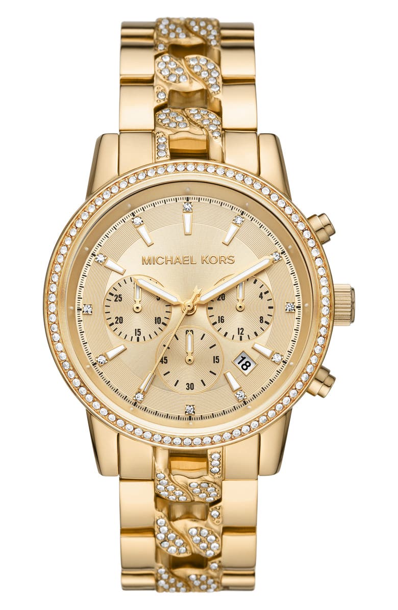 Michael Kors Ritz Pavé Chain Chronograph Bracelet Watch, 41mm, Main, color, 