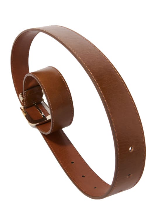 Maje Leather Belt With Square Buckle In Brown
