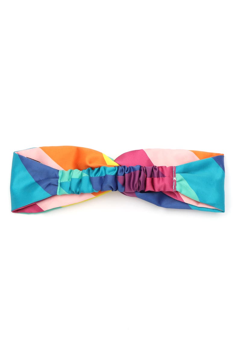 Kurt Geiger London Rainbow Stripe Knotted Satin Headband, Alternate, color, 