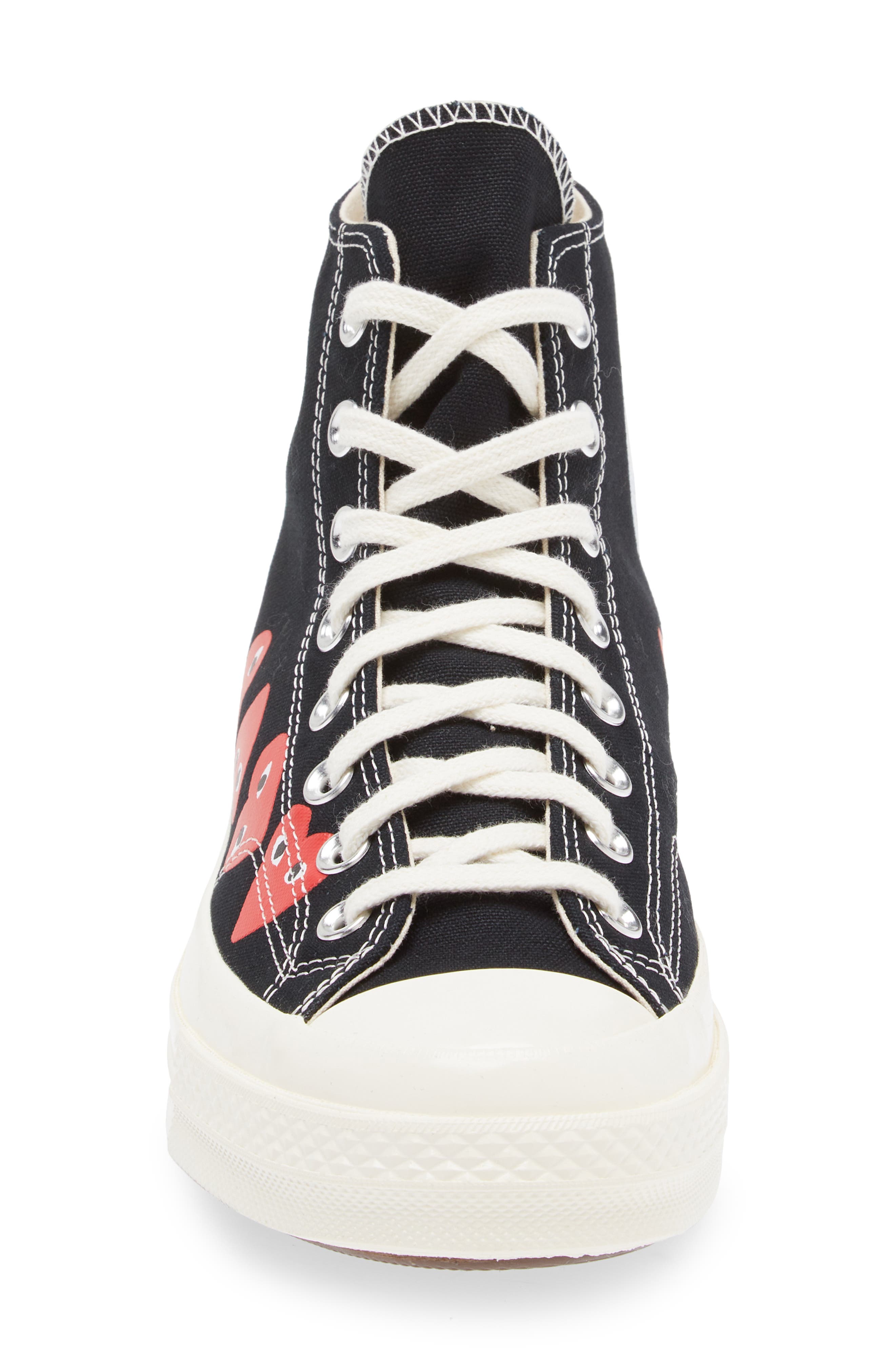 Comme des Garçons PLAY x Converse Gender Inclusive Chuck Taylor<sup>®</sup> Heart High Top Sneaker, Alternate, color, Black