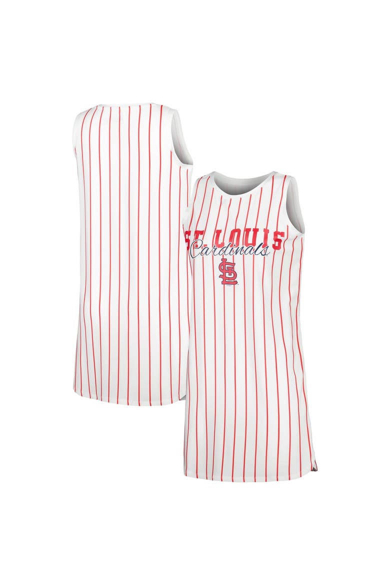 Women's Concepts Sport White St. Louis Cardinals Reel Pinstripe Knit Sleeveless Nightshirt, Main, color, White