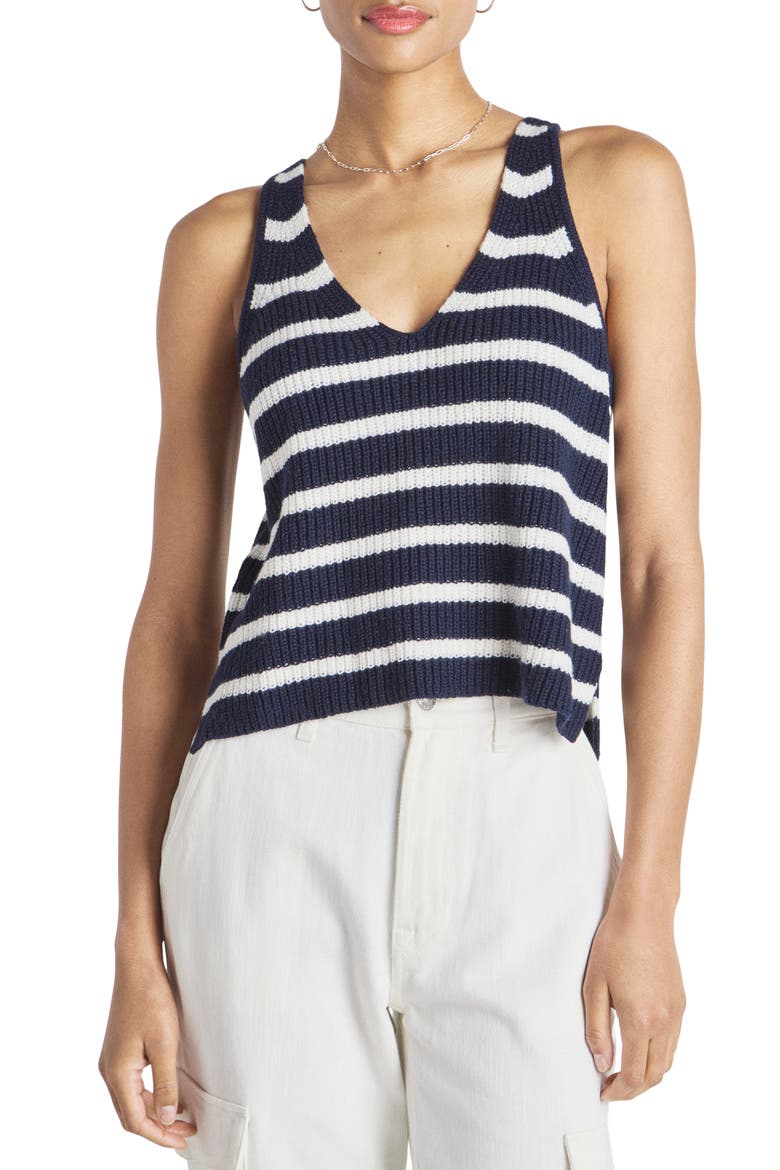 Deirdre Stripe Cotton Sweater Tank, Main, color, NAVY/ WHITE