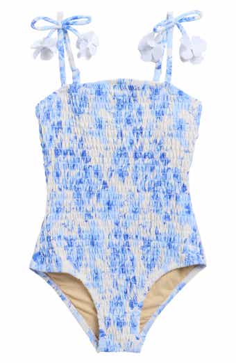 Shade Critters Kids' Hibiscus Rose Smocked One-Piece UPF 50+ Swimsuit