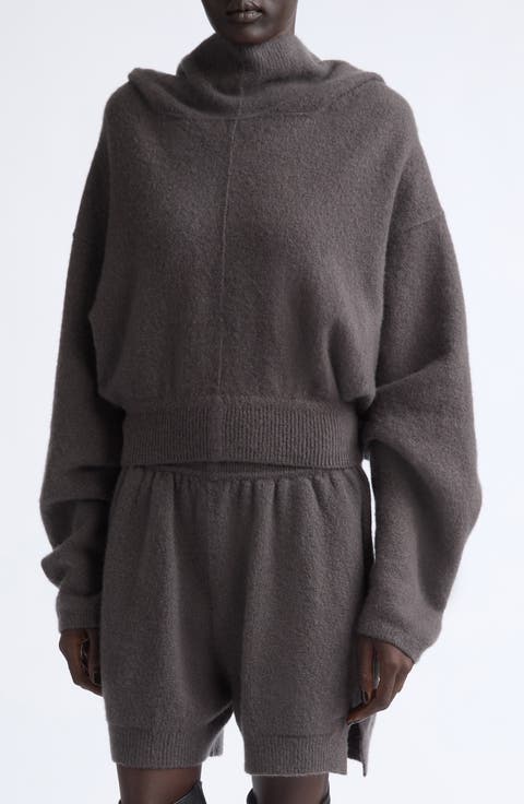 Hooded Cashmere Blend Pullover Sweater