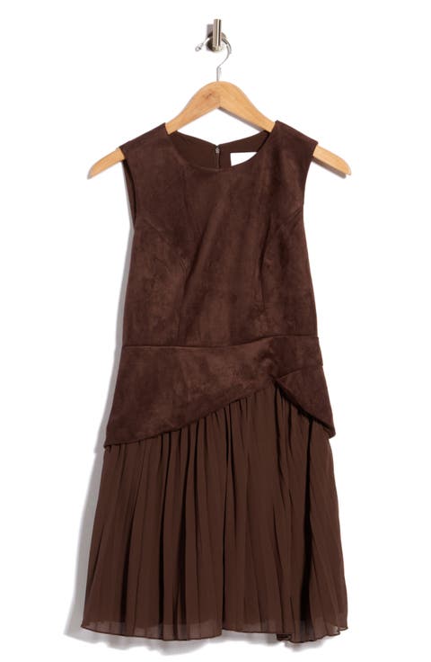 Faux Suede Pleated Hem Minidress