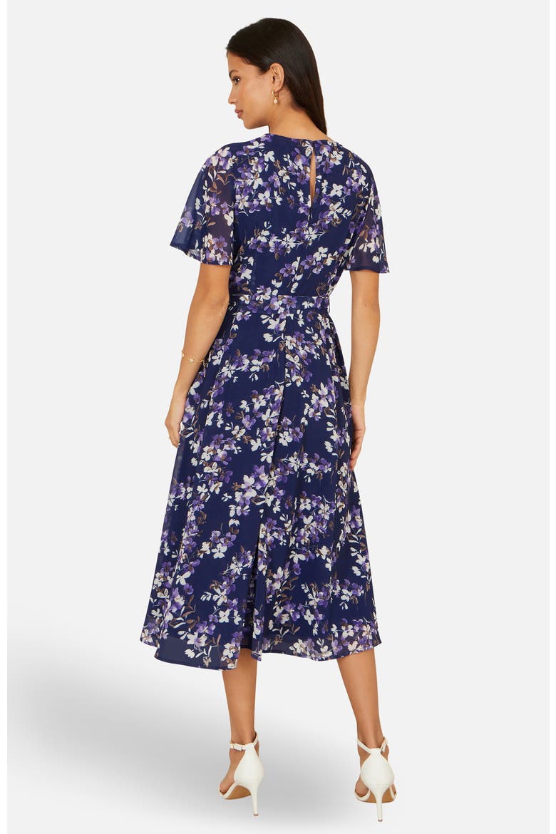 Blossom Print Midi Skater Dress, Alternate, color, Navy