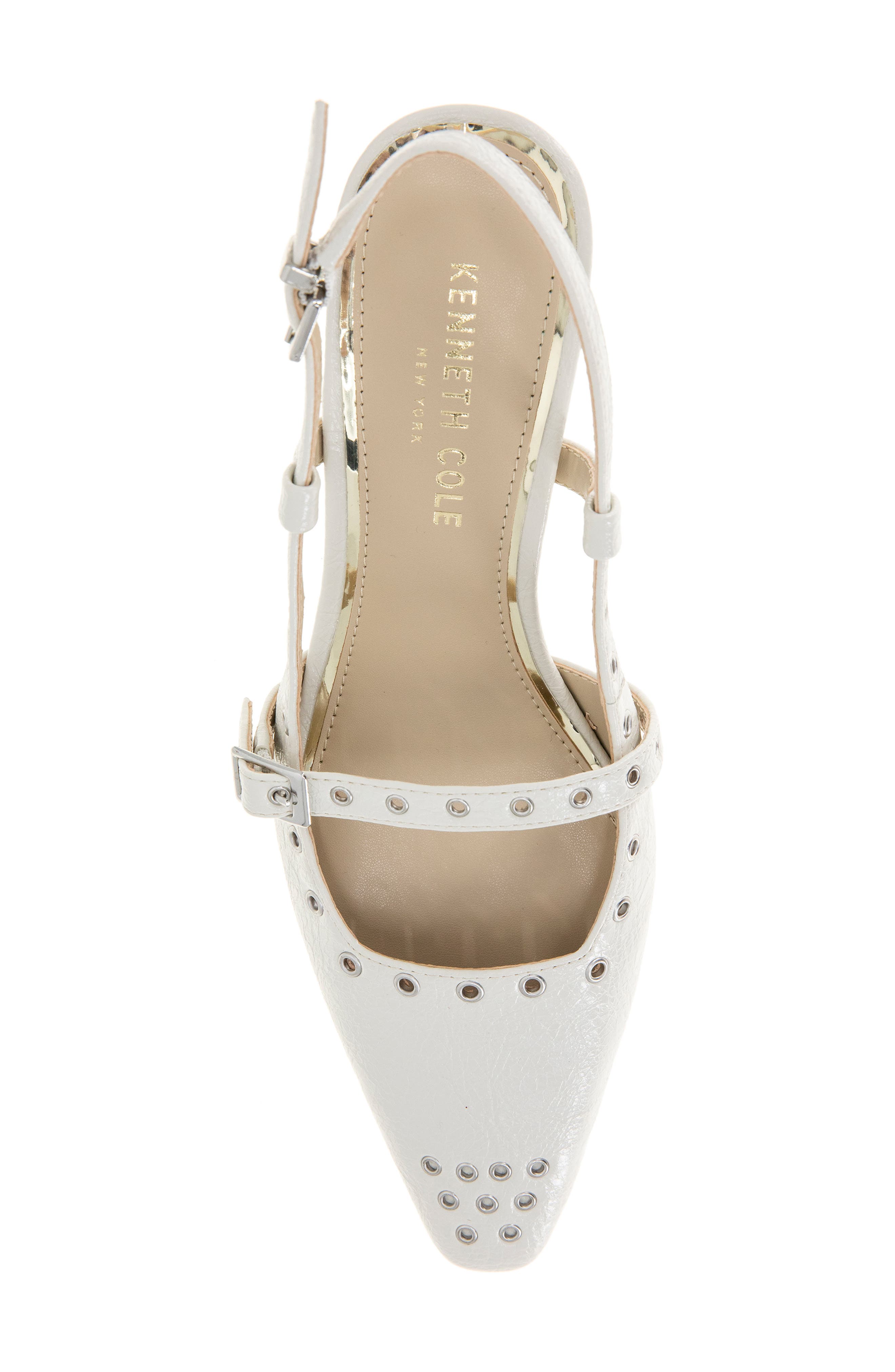 Kenneth Cole Martha Eyelet Slingback Kitten Heel Pump, Alternate, color, Ecru Patent