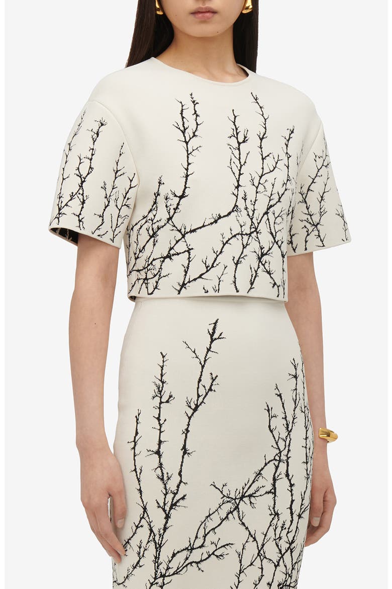 Thorn Jacquard Crop Top, Alternate, color, IVORY/ BLACK