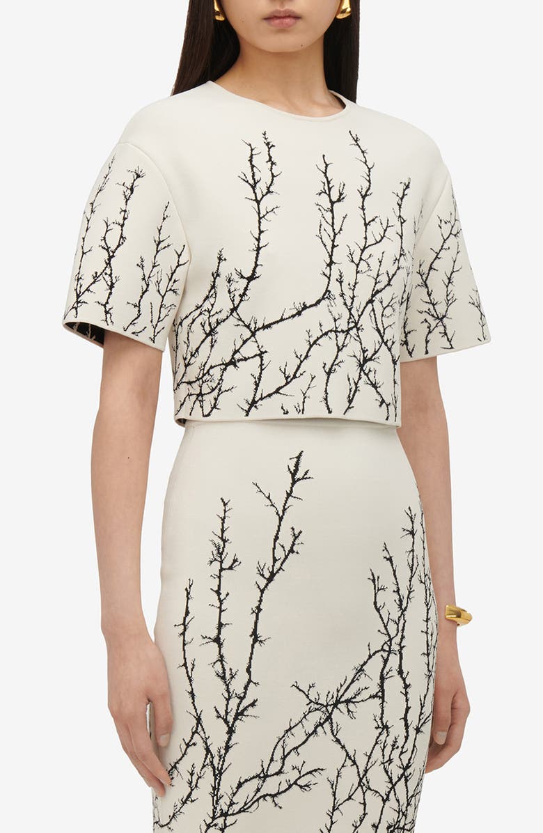 McQueen Thorn Jacquard Crop Top, Alternate, color,