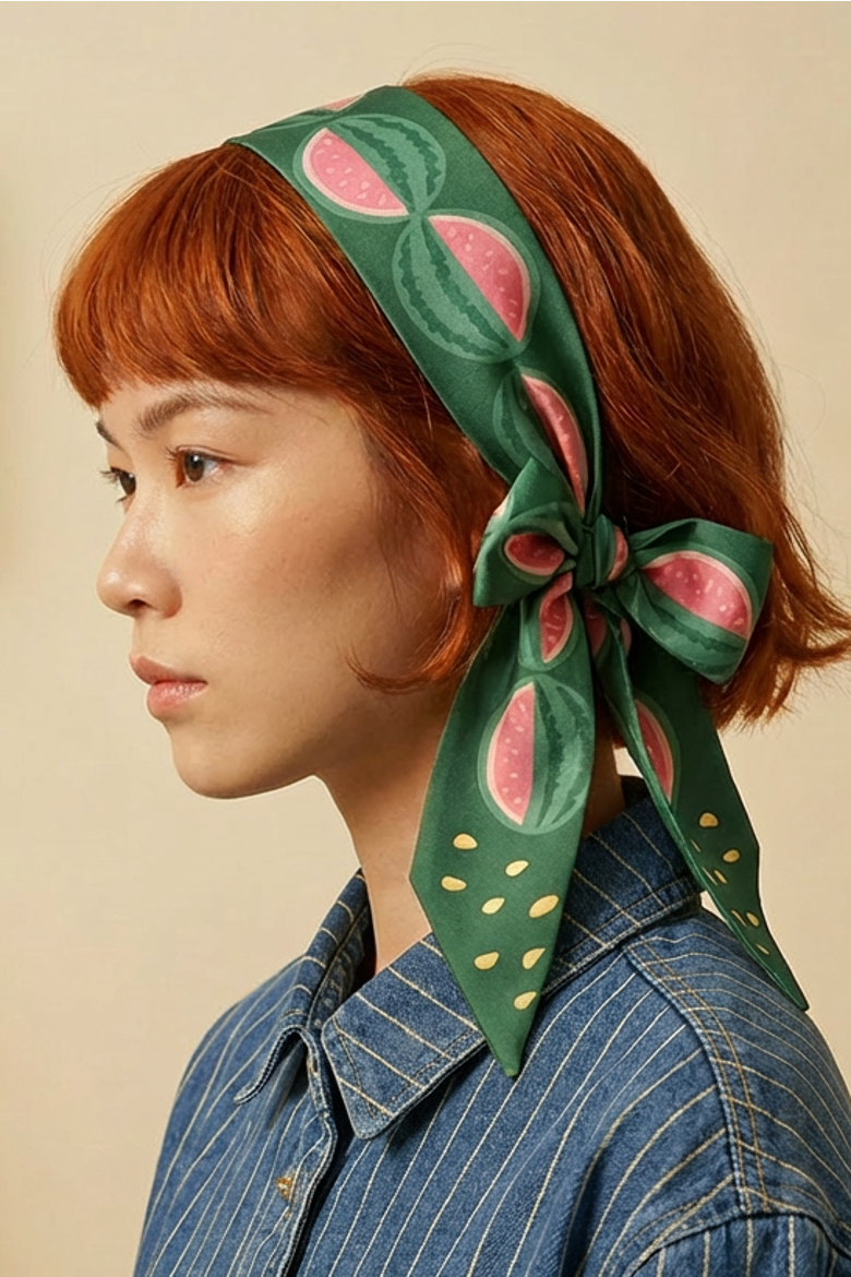 Watermelon Twilly Ribbon Scarf, Alternate, color, Red