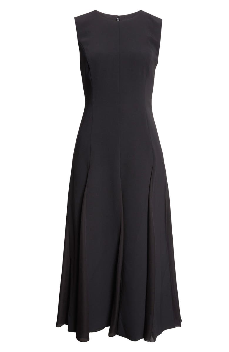 Carolina Herrera Sleeveless Godet Flared Midi Dress, Alternate, color, Black