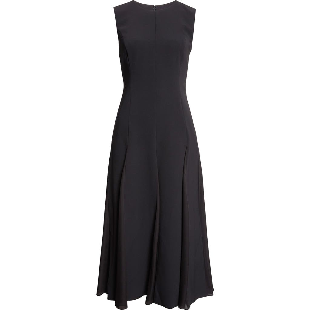 Carolina Herrera Sleeveless Godet Flared Midi Dress In Black