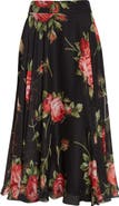 Dolce&Gabbana Rose Bouquet Silk Chiffon A-Line Midi Skirt