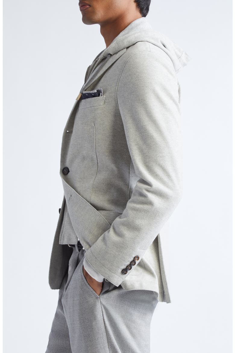 Single Breasted Herringbone Sport Coat with Removable Hooded Bib, Alternate, color, 13 LIGHT GRAY MELANG