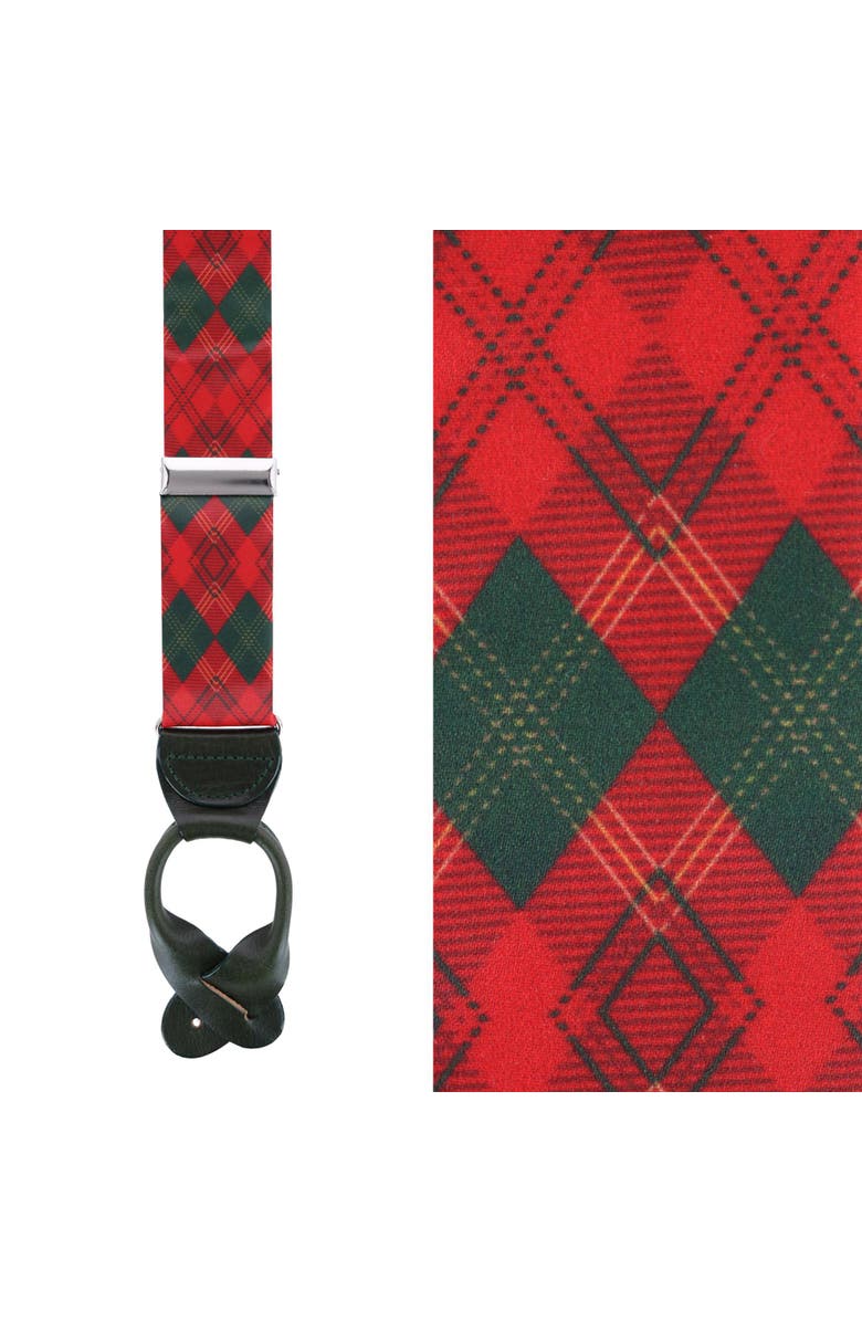 Trafalgar Yule Tartan Diamond Plaid Silk Button End Suspenders, Main, color,