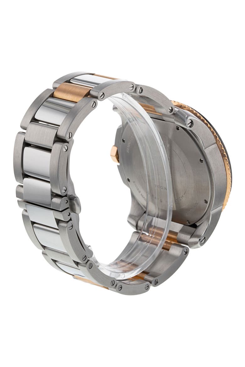 Preowned Calibre Water Resistant Bracelet Watch, 42mm, Alternate, color, BLACK/ SILVER