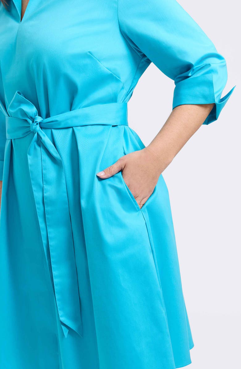 Foxcroft Agnes Belted Shirtdress, Alternate, color, Ibiza Turquoise