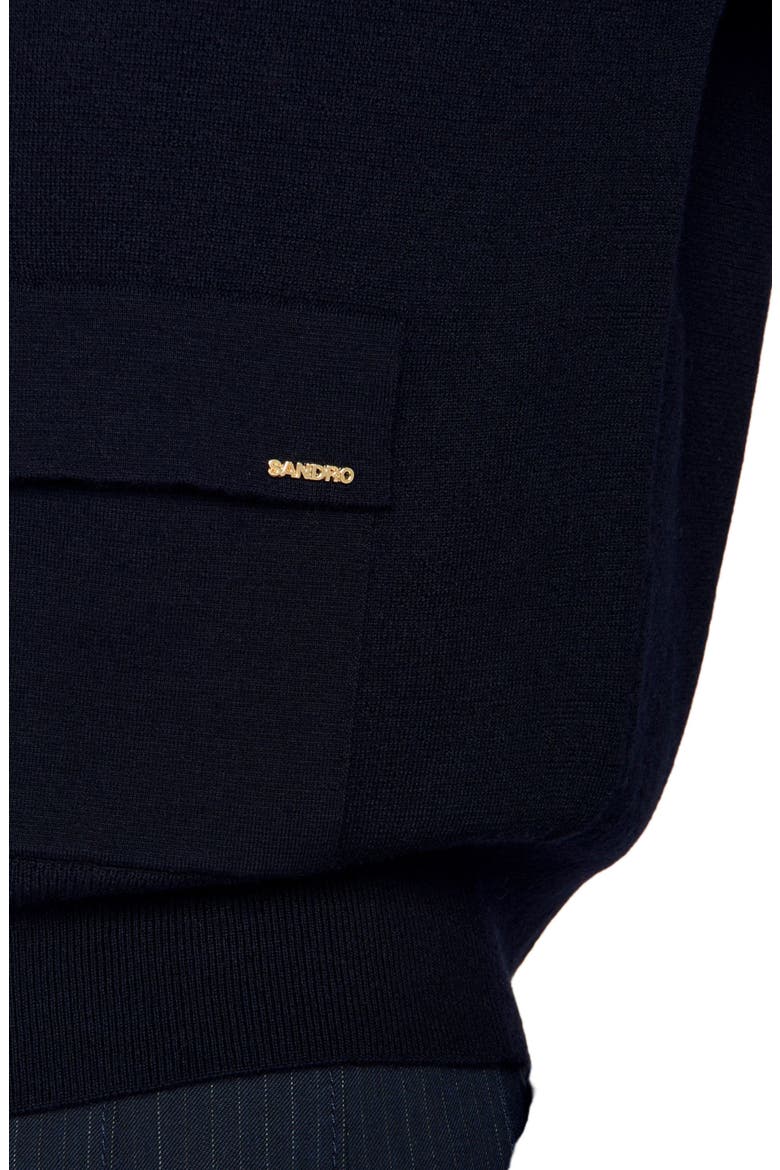 V-neck wool sweater, Alternate, color, Navy blue