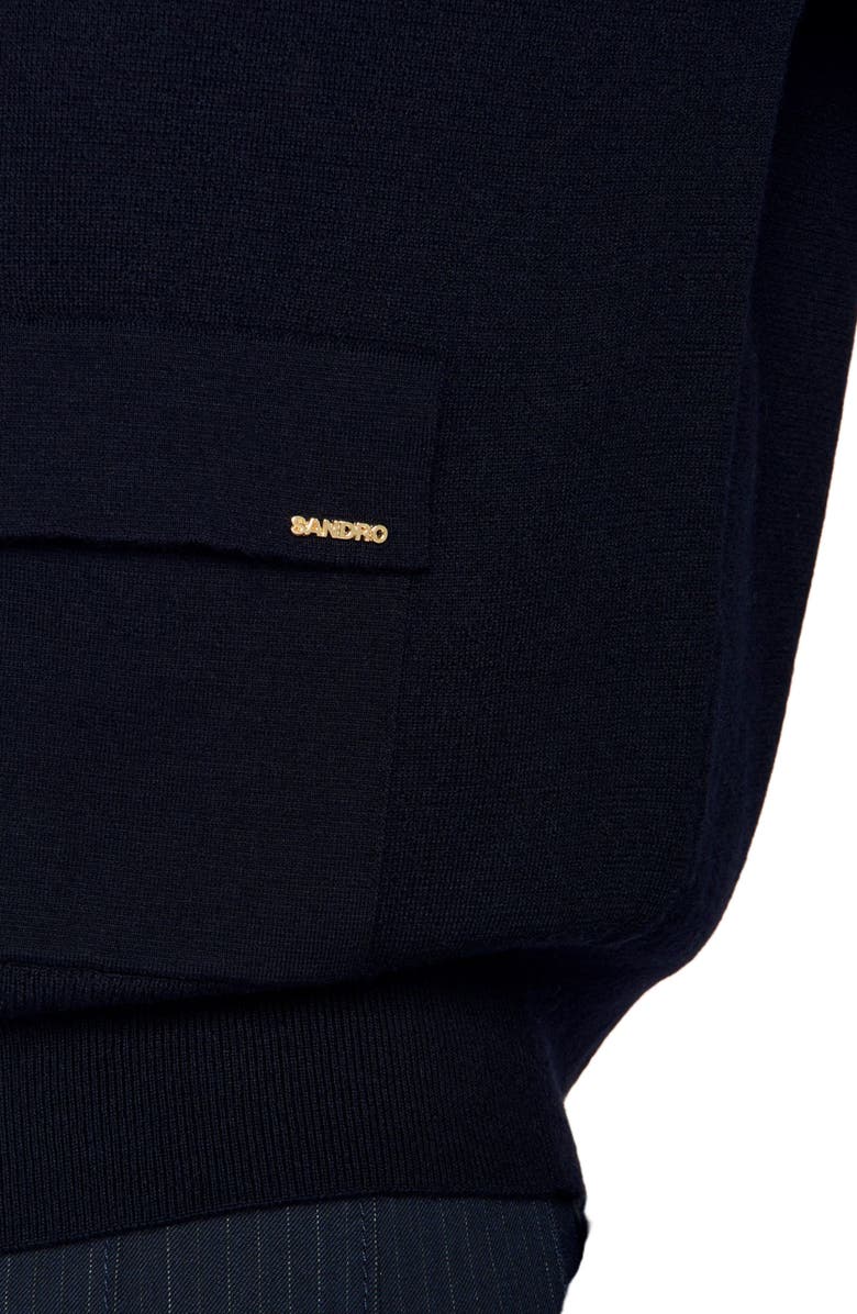 SANDRO V-neck wool sweater, Alternate, color, Navy Blue